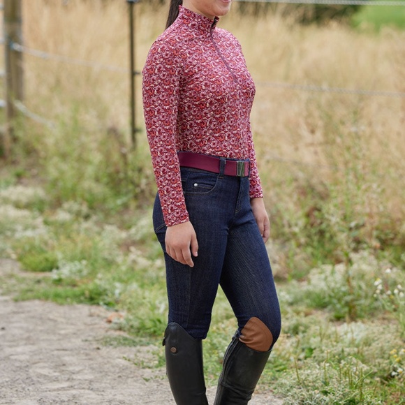 Kerrits Activewear Kids Stretch Denim Knee Patch Riding Breech Size LDENIM / L - Picture 2 of 7